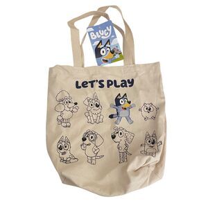 Bluey Tote Bag Canvas Reusable 13"x14" Ludo Studio NWT